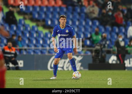 Getafe, Spanien. Oktober 2021. Jorge Cuenca (Getafe) Fußball/Fußball: Spanisches 'La Liga Santander'-Spiel zwischen Getafe CF 0-3 RC Celta de Vigo im Coliseum Alfonso Perez in Getafe, Spanien. Quelle: Mutsu Kawamori/AFLO/Alamy Live News Stockfoto