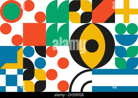 Bauhaus geometrisches Design mit Augen-Elementen. Primitive moderne Formen und Formen. Vector Innenposter, Cover, Banner. Stock Vektor