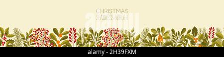 Weihnachten Rahmen floral Zweig.Urlaub Grenze Hintergrund Pflanze.Design Dekoration 2022 neues Jahr. Stock Vektor