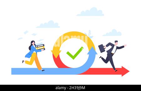 Agile Entwicklungsmethodik Geschäftskonzept flache Design-Vektor-Illustration isoliert auf weißem Hintergrund. Stock Vektor