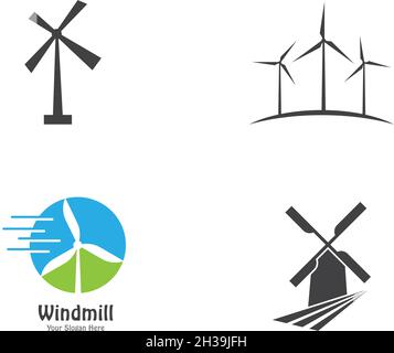 Windmühle Logo Vektor flach Designvorlage Stock Vektor