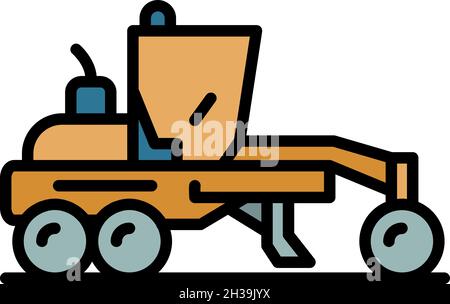 Symbol für die Grader-Maschine des Traktors. Kontur Traktor Grader Maschine Vektor Symbol Farbe flach isoliert Stock Vektor