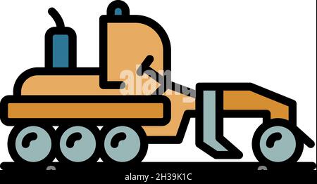 Transportsymbol der Grader-Maschine. Kontur Transport Grader Maschine Vektor Symbol Farbe flach isoliert Stock Vektor