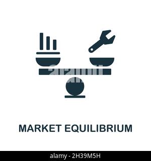 Symbol für Marktgleichgewicht. Monochromes Schild aus der marktwirtschaftlichen Kollektion. Creative Market Equilibrium Icon Illustration für Web-Design, Infografiken Stock Vektor