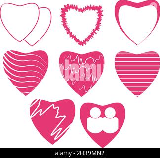 Herz Icon Set, mit verschiedenen Stilen, ideal für Design-Materialien, Grußkarten, Geschenke Stock Vektor
