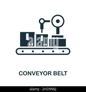 Symbol für das Transportband. Schwarzes Schild aus der Maschinensammlung. Creative Conveyor Belt Icon für Webdesign, Vorlagen und Infografiken. Stock Vektor