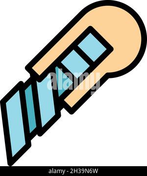 Symbol für Schneidmesser. Kontur Schneidemesser Vektor Symbol Farbe flach isoliert Stock Vektor