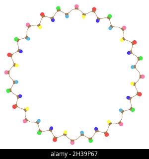 Ein Kreis bunte Weihnachten Girlande Lichter Kunst Stock Vektor