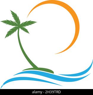 Palm Tree Sommer logo template Vector Illustration Stock Vektor