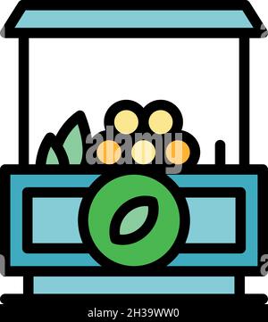 Symbol für den Straßenladen. Umriss Straße Bauernhof Shop Vektor Symbol Farbe flach isoliert Stock Vektor