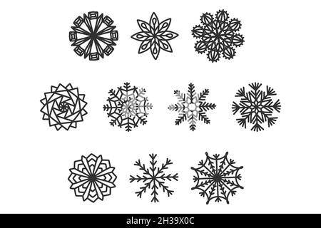 Niedliche Schneeflocke großes Set weihnachten Design für Winterferien. Stock Vektor