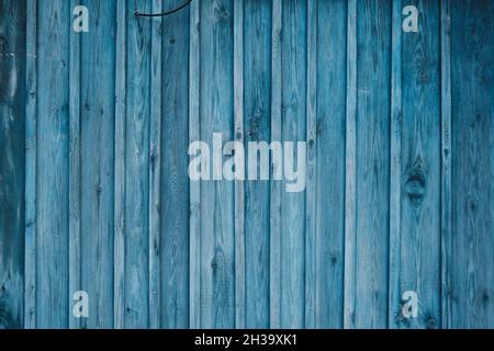 Hintergrundbild von alten blauen Holzbrettern. Stockfoto