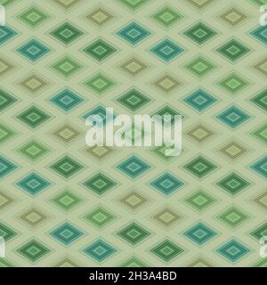 Nahtlos wiederholtes Muster. Ornaierte Diamantformen in Grüntönen. Abstrakt geometrisch Stock Vektor
