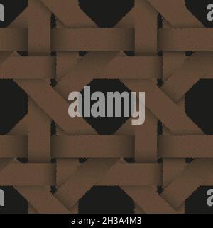 Nahtlos wiederholtes Muster. Rattanbindung aus rauem, braunem Papier. Korb, Möbel, handgemachte Weide Stock Vektor