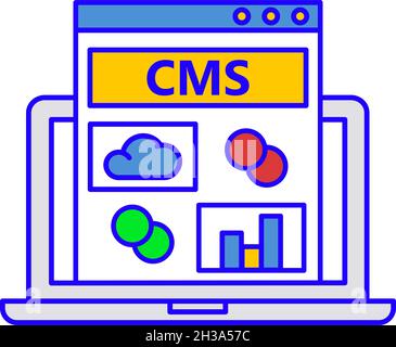 CMS flaches Symbol, Konvertierungsvektor Online-Management Stock Vektor