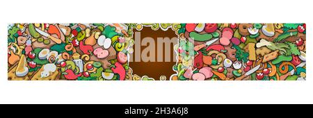 Banner-Design für Speisen und Gerichte. Vektorgrafik für das Kochen. Stock Vektor