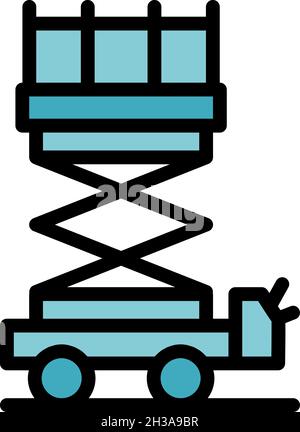 Symbol für Abbruchhebewerbungsplattform. Umriss Abbruch Lift Plattform Vektor-Symbol dünne Linie Farbe flach isoliert Stock Vektor
