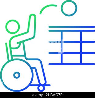Rollstuhl-Volleyball Gradient lineare Vektor-Symbol Stock Vektor