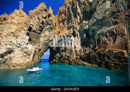 FRANKREICH. NORD KORSIKA (2B) NATURSCHUTZGEBIET VON SCANDOLA. ZWISCHEN CALVI, PORTO A GALLERIA. HALBINSEL SCANDOLA Stockfoto