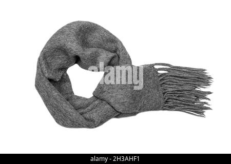 Warmer Winterschal auf weißem Hintergrund. Stockfoto