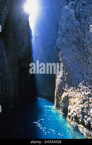 FRANKREICH. NORD KORSIKA (2B) NATURSCHUTZGEBIET VON SCANDOLA. ZWISCHEN CALVI, PORTO UND GALLERIA. HALBINSEL SCANDOLA Stockfoto