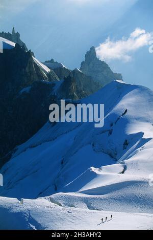 FRANKREICH. HAUTE-SAVOIE (74) WEISSES GEBIRGSMASSIV (MASSIV DES MONT-BLANC). WEISSES TAL (VALLEE BLANCHE) Stockfoto