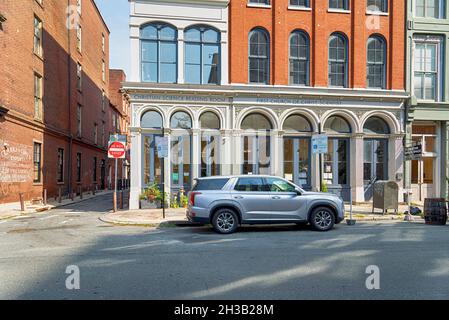 225 Chestnut Street, Lesesaal und Kirche für christliche Wissenschaft, ist ein Wahrzeichen des Historic District, das 1857 errichtet wurde. Stockfoto