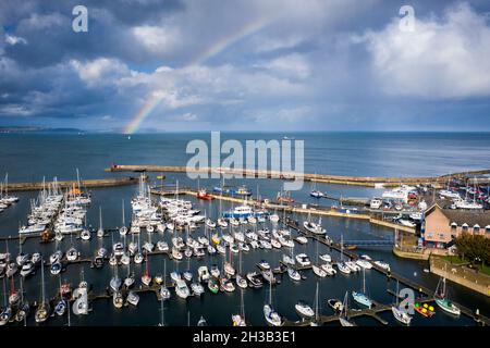 Luftaufnahme von Bangor Marina und Stadt, County Down, Nordirland Stockfoto