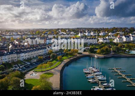 Luftaufnahme von Bangor Marina und Stadt, County Down, Nordirland Stockfoto