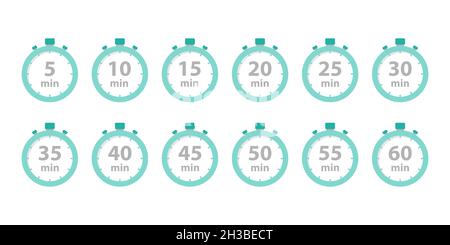 Timer Stoppuhr Symbol Set Flat Style Stock Vektor