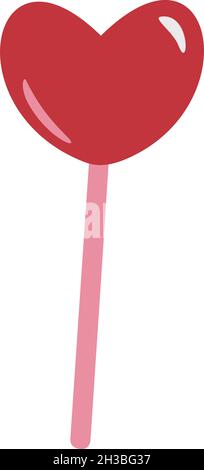 Vektordarstellung eines herzförmigen Lollipops. Isoliert auf weißem Hintergrund. Stock Vektor