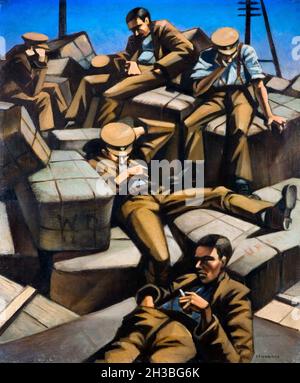 Dog Tired von Christopher R. W. Nevinson (1889-1946), Öl auf Leinwand, 1916 Stockfoto