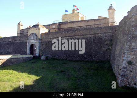 Festung Santa Luzia, Mauern und Stadtmauern, in der Nähe von Elvas in Alentejo, Portugal Stockfoto