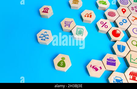 Komponenten eines erfolgreichen Unternehmens. Gründung eines erfolgreichen Unternehmens. Business-Tools und -Services. Entwicklung von Führungskompetenzen. E Stockfoto