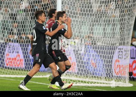 Turin, Italien. Oktober 2021. Federico Chiesa (Juventus FC) enttäuscht während Juventus FC vs US Sassuolo, italienische Fußballserie A Spiel in Turin, Italien, Oktober 27 2021 Quelle: Independent Photo Agency/Alamy Live News Stockfoto