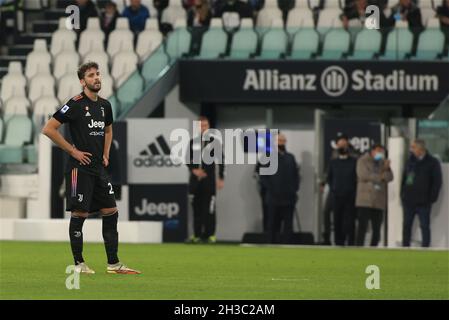 Turin, Italien. Oktober 2021. Manuel Locatelli (Juventus FC) enttäuscht während Juventus FC vs US Sassuolo, Italienische Fußballserie A Spiel in Turin, Italien, Oktober 27 2021 Quelle: Independent Photo Agency/Alamy Live News Stockfoto