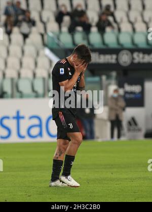 Turin, Italien. Oktober 2021. Paulo Dybala (Juventus FC) enttäuscht während Juventus FC vs US Sassuolo, Italienische Fußballserie A Spiel in Turin, Italien, Oktober 27 2021 Quelle: Independent Photo Agency/Alamy Live News Stockfoto