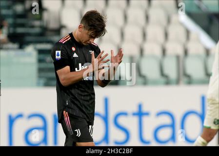 Turin, Italien. Oktober 2021. Paulo Dybala (Juventus FC) enttäuscht während Juventus FC vs US Sassuolo, Italienische Fußballserie A Spiel in Turin, Italien, Oktober 27 2021 Quelle: Independent Photo Agency/Alamy Live News Stockfoto