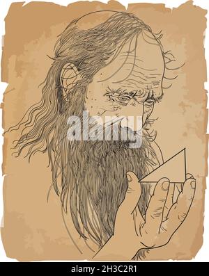 Pythagoras von Samos war ein alter ionischer griechischer Philosoph und der namensgebende Gründer des Pythagoreanismus. Stock Vektor