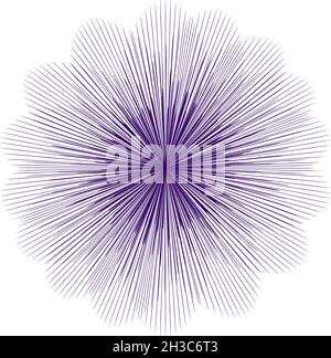 Illustration, Blume gerader Linien, komplexe geometrische Form, auf weißem Hintergrund Stockfoto