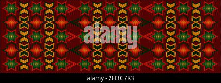 Ornament, Hintergrund, Muster besteht aus den Hauptfarben des Herbstes. Blauer Himmel, leuchtende Farben des Herbstlaubes von grün bis rot. Stock Vektor