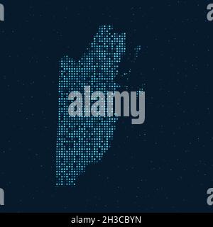 Abstrakt gepunkteter Halbton mit Sterneneffekt auf dunkelblauem Hintergrund mit Landkarte von Belize. Digitale gepunktete Technologie Design Kugel und Struktur. vektor Stock Vektor