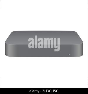 Neues Modell mac Mini Computer Raum grau Farbe Vektor Stock Illustration Stock Vektor