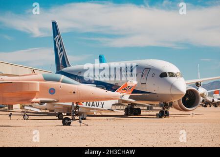 Eine Sammlung von stillgelegten Düsenflugzeugen im Pima Air & Space Museum, Arizona, USA Stockfoto