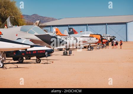 Eine Sammlung von stillgelegten Düsenflugzeugen im Pima Air & Space Museum, Arizona, USA Stockfoto