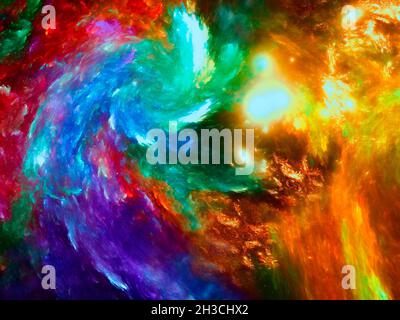 Helles abstraktes Bild - Striche, Spiralen und geschwungene Linien Stockfoto