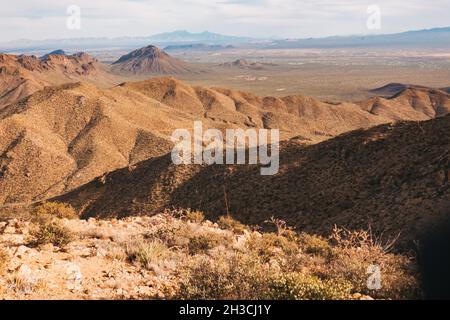 Der Blick vom Wasson Peak im Saguaro National Park, Tucson, AZ. Heimat der größten Kaktusarten der USA Stockfoto