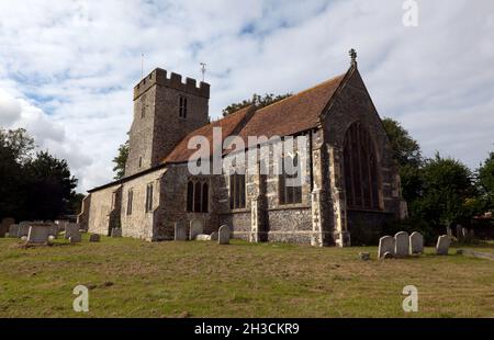 Blick auf die St. Andrew's Church, Wickhambreaux, Kent Stockfoto