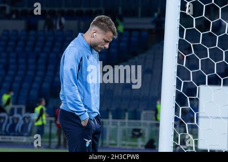 Rom, Italien. Oktober 2021. Ciro unbeweglich in Aktion während der Italienischen Fußball-Liga Ein Spiel von 2021/2022 zwischen SS Lazio und Fiorentina im Olimpic Stadium. Kredit: Cosimo Martemucci/Alamy Live Nachrichten Stockfoto