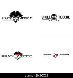 Modernes Motorrad Gangster Power Rock Band Kopf Schädel Logo Design Stock Vektor